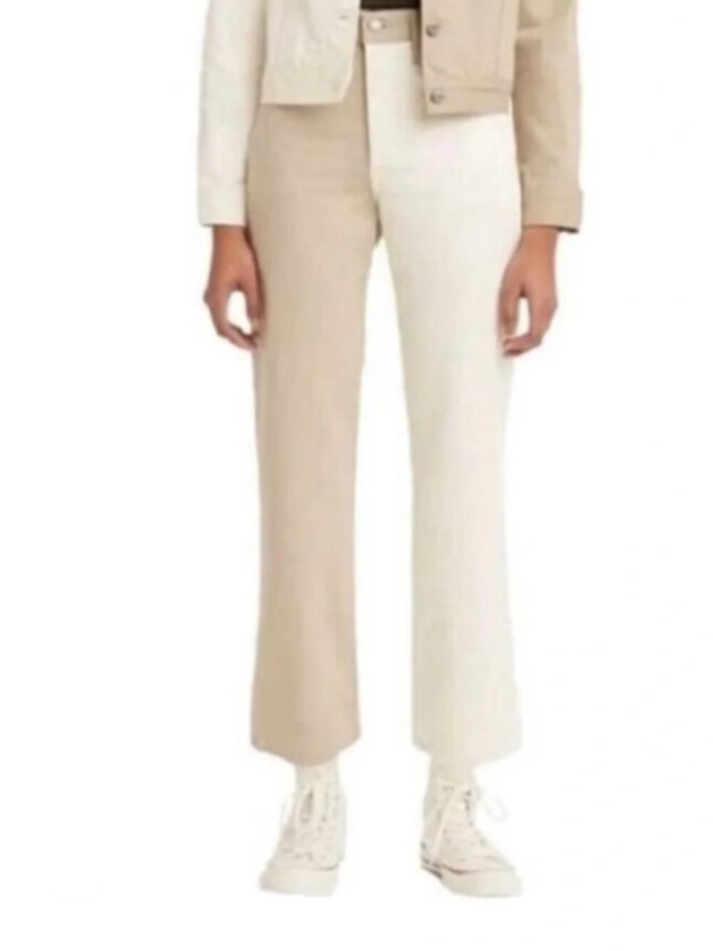 Levi's Two-Tone Straight Jeans — Cream & Tan